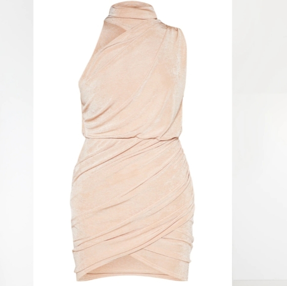 PrettyLittleThing Champagne Bodycon Dress - Picture 2 of 3